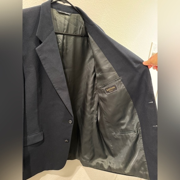 Jack Victor Montreal Wool Cashmere Blend Dark Navy Blue Double Button Blazer 44 - Picture 3 of 16